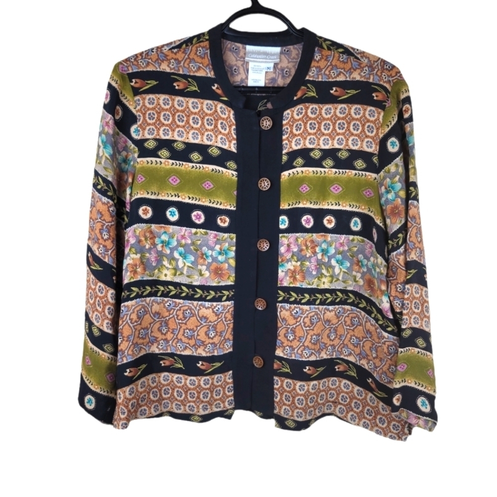 **VINTAGE** COLDWATER CREEK Floral 3/4length‎ sleeve top/jacket/blouse
